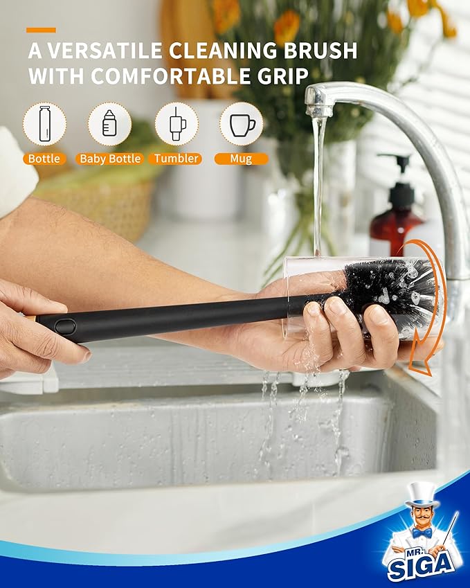 MR.SIGA Water Bottle Brush and Straw Cleaner Brush, Long Handle Bottle Cleaner - Image 4