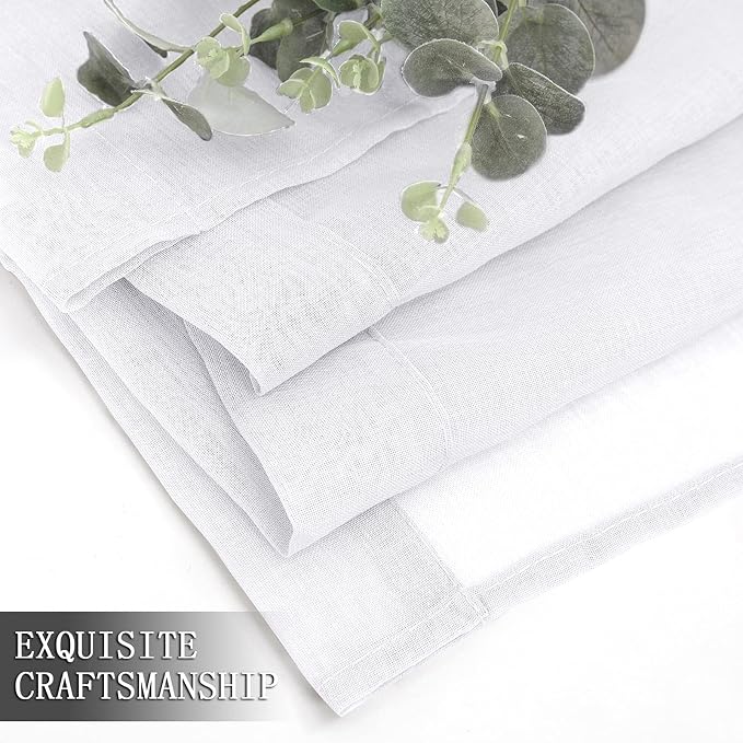 Tollpiz Short Sheer Tier Curtains Linen Textured Half Kitchen Curtain Sheers - Image 7