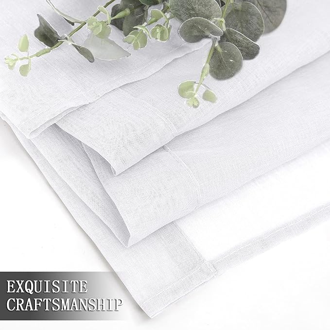 Tollpiz Sheer Curtains Linen Textured Bedroom Curtain Sheers Light Filtering - Image 7