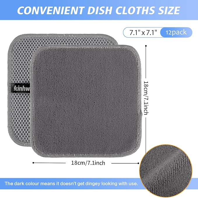 KinHwa Kitchen Washcloths for Dishes Absorbent Microfiber Dish Cloths Quick Dry - Image 7