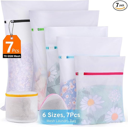Ultimate 7 Pack 6 Size Mesh Laundry Bags Set by UREZORGEAR