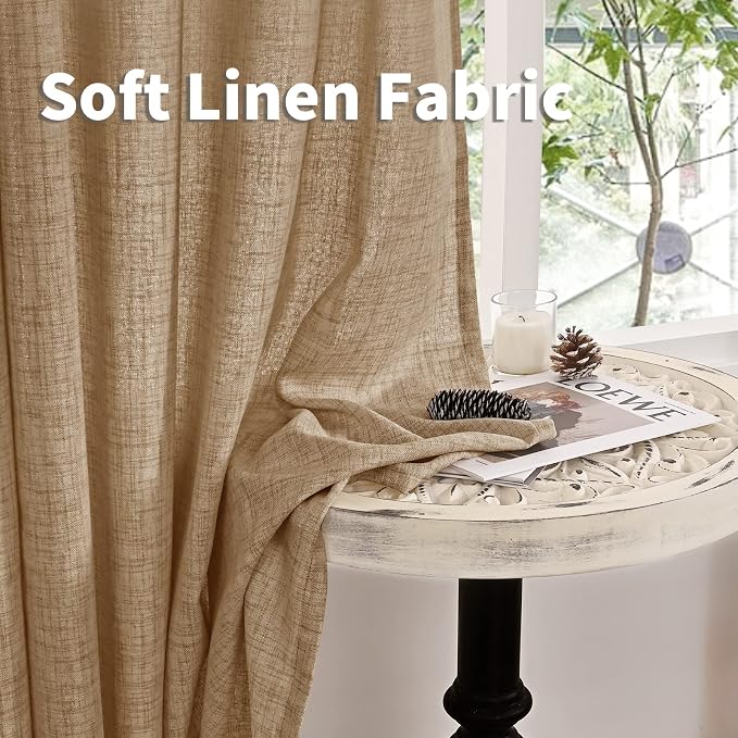 YoungsTex Toffee Linen Curtains 84 Inch Length 2 Panels - Image 8