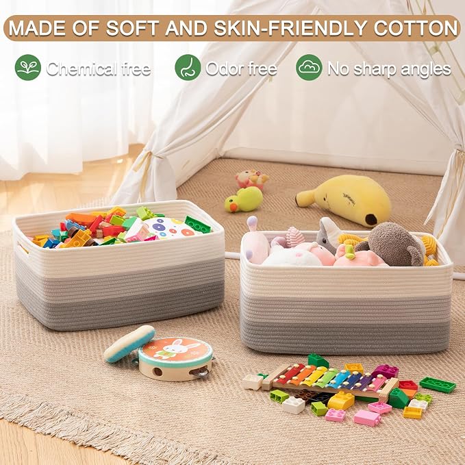 Large Storage Basket for Organizing, Woven Rope Basket for Shelves, Closet - Image 4