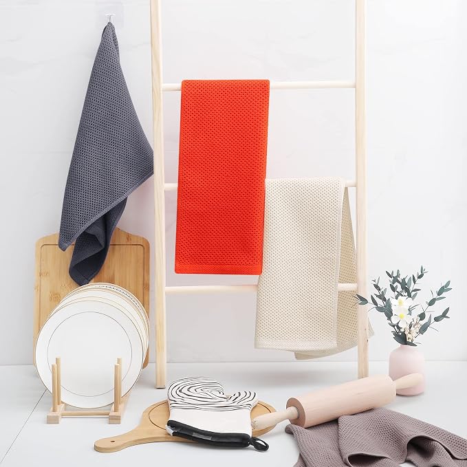 Homaxy 100% Cotton Waffle Weave Kitchen Dish Towels, Ultra Soft Absorbent Quick - Image 6
