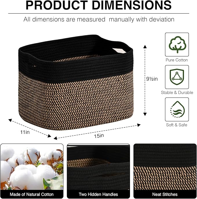 Woven Cotton Rope Storage Basket - Image 2