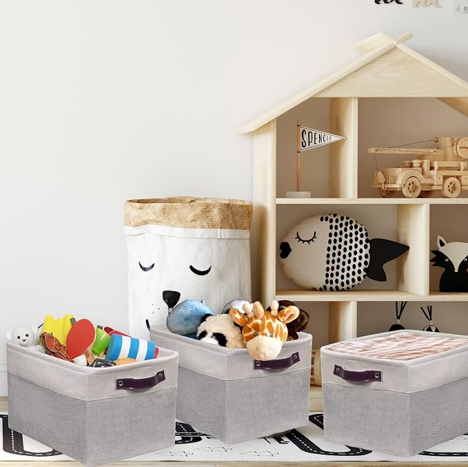SIMPLE HOUSEWARE Large Fabric Storage Bin, 3 Pack - Image 5