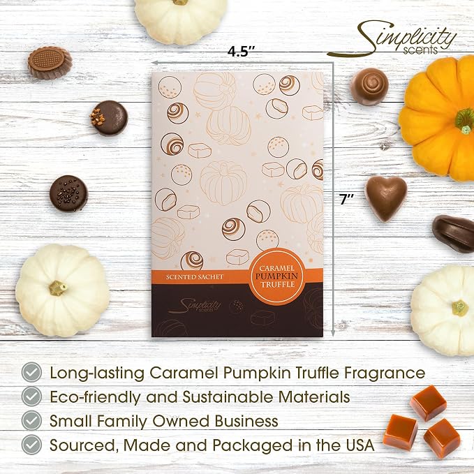 Floral Simplicity Caramel Pumpkin Truffle Scented Sachets Pack of 6, Fall & - Image 3