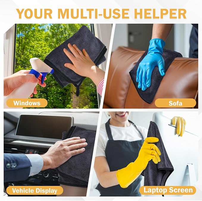 2-Pack Medium Size Microfiber Towels, 600GSM Ultra Absorbent Car Drying Towels - Image 7