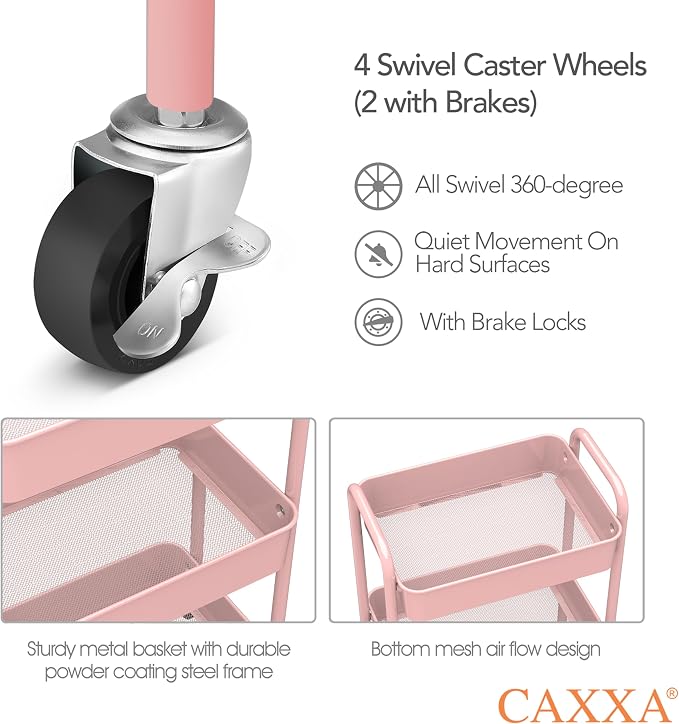 CAXXA 3-Tier Rolling Metal Storage Organizer - Image 3