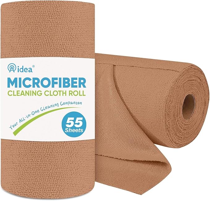 AIDEA Microfiber Cleaning Cloth Roll, 55 Sheets Shop Towels Washable, by AIDEAHOME