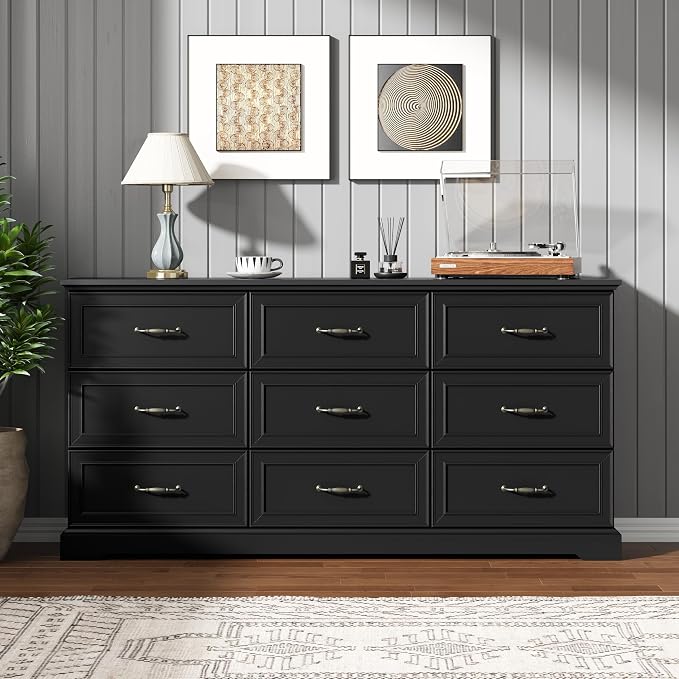 9 Drawer Dresser for Bedroom, Rustic Farmhouse Dresser - Image 3