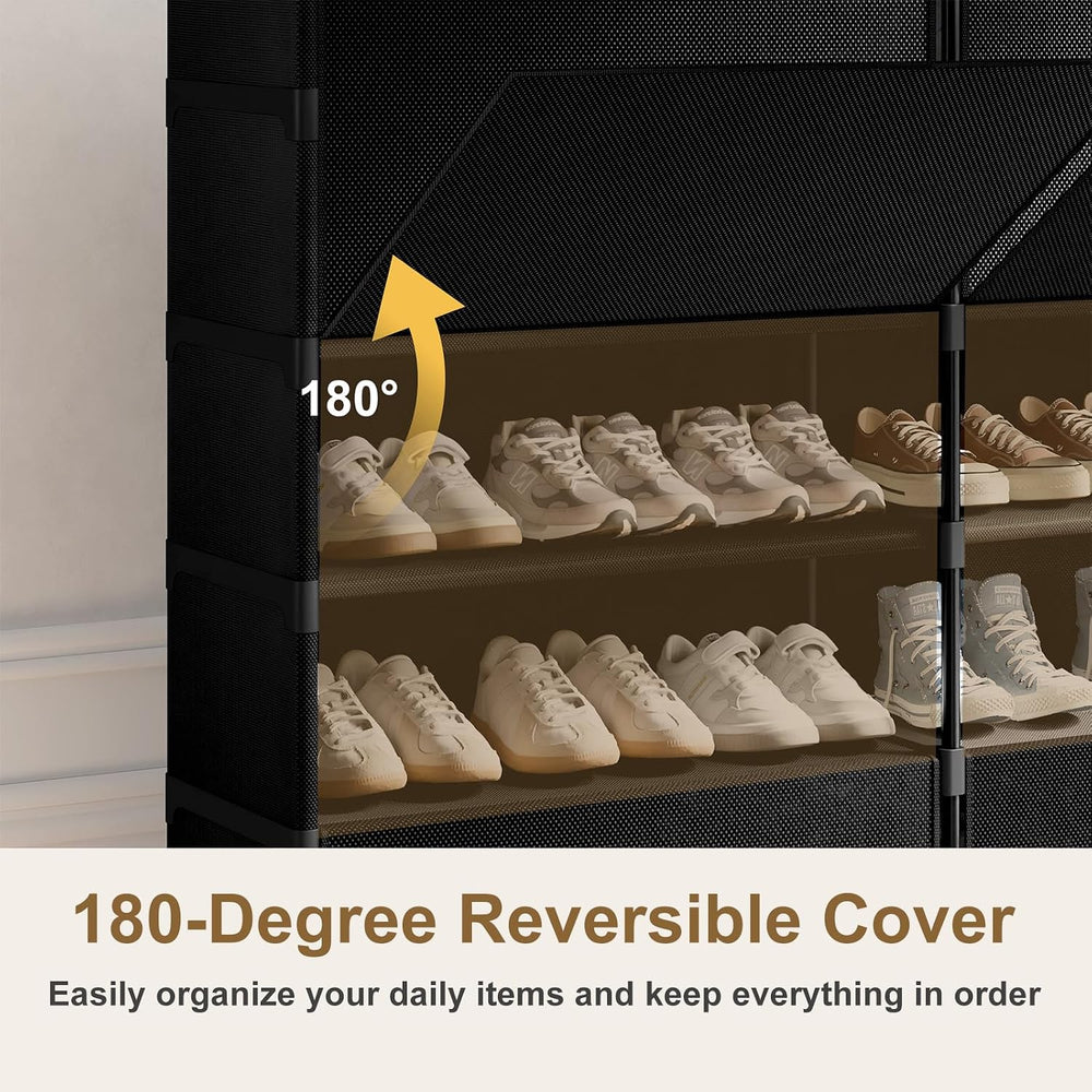 2 by 9 Tier Shoe Cabinet, 54-Pair Storage for Closet,Black