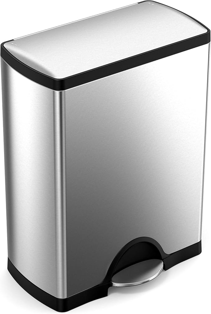 simplehuman 50 Liter / 13.0 Gallon Rectangular Kitchen Step Trash Can, Brushed - Image 3