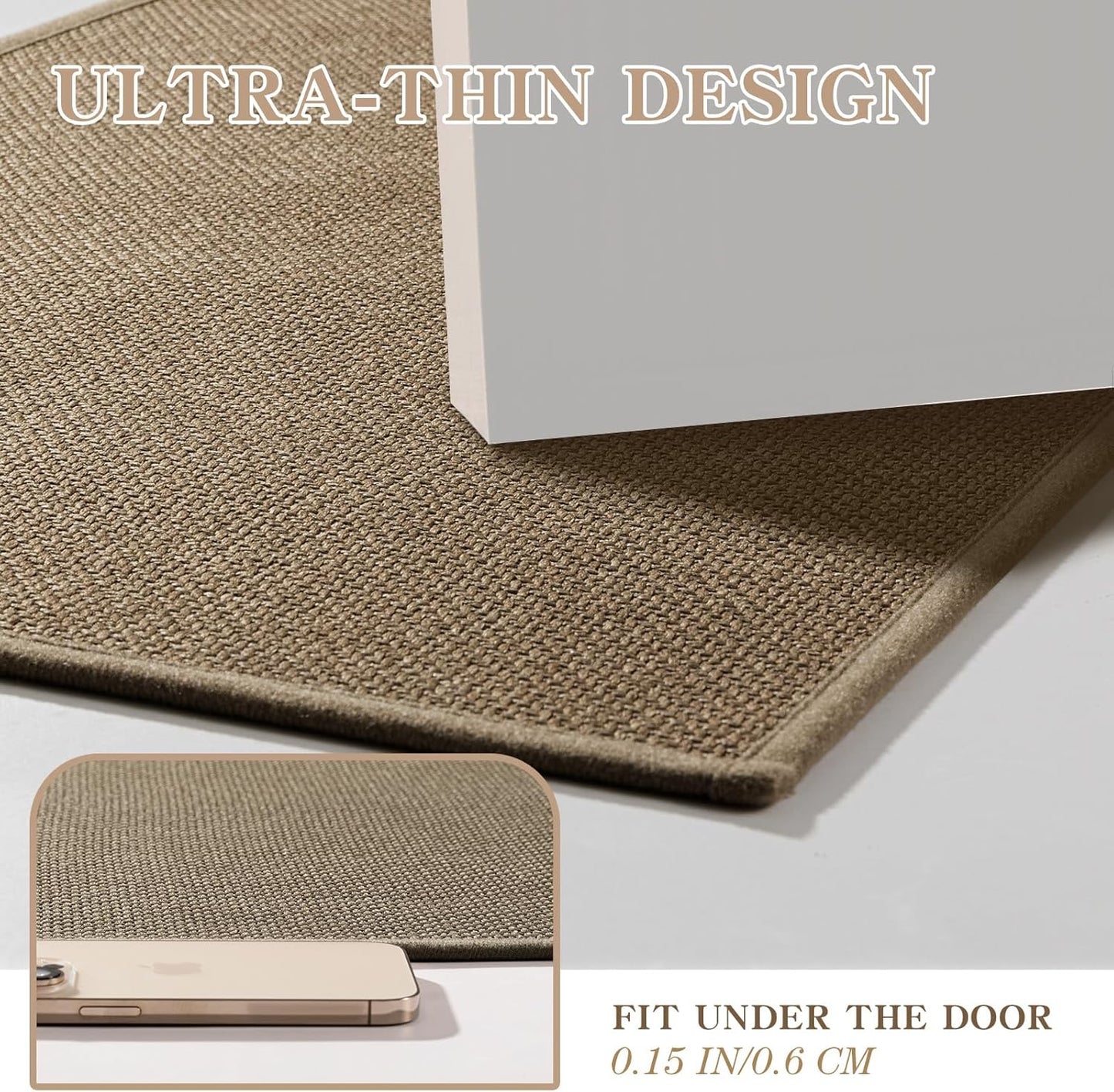 chakme Bathroom Rugs Mat 24x17, Ultra Thin Non Slip Bath Mat Small Quick Dry Absorbent Bath Mat for Bathroom Floor, (Dark Beige, 24"x17")