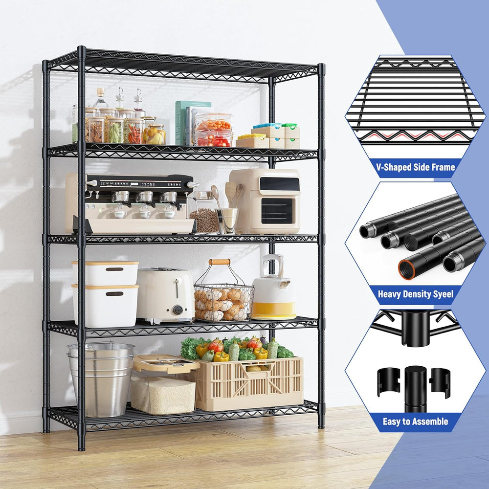 Romorgniz 5-Tier Adjustable Storage Shelves, 71" H Shelving Unit for Pantry