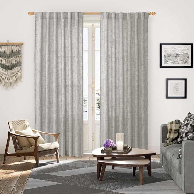 YoungsTex Dark Grey Linen Curtains 80 Inch Length - Image 2