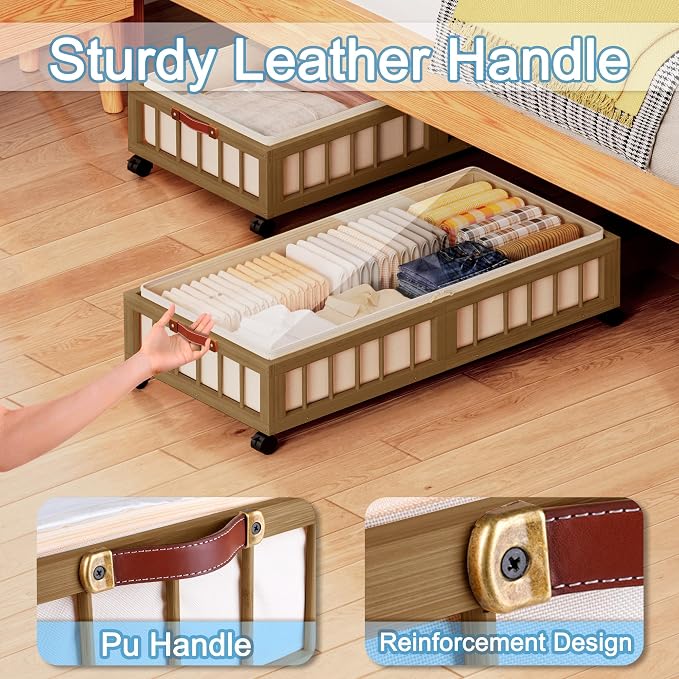 efluky 2-Pack Bamboo Under Bed Storage - Image 4