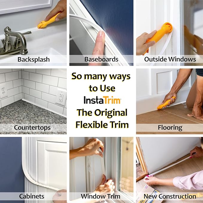 InstaTrim The Original Flexible Trim -10ft Grey 3/4" Wide Caulk Tape - Image 12