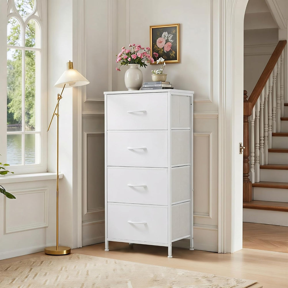 4 Drawers Dresser for Bedroom Fabric Storage Tower with Wooden Top