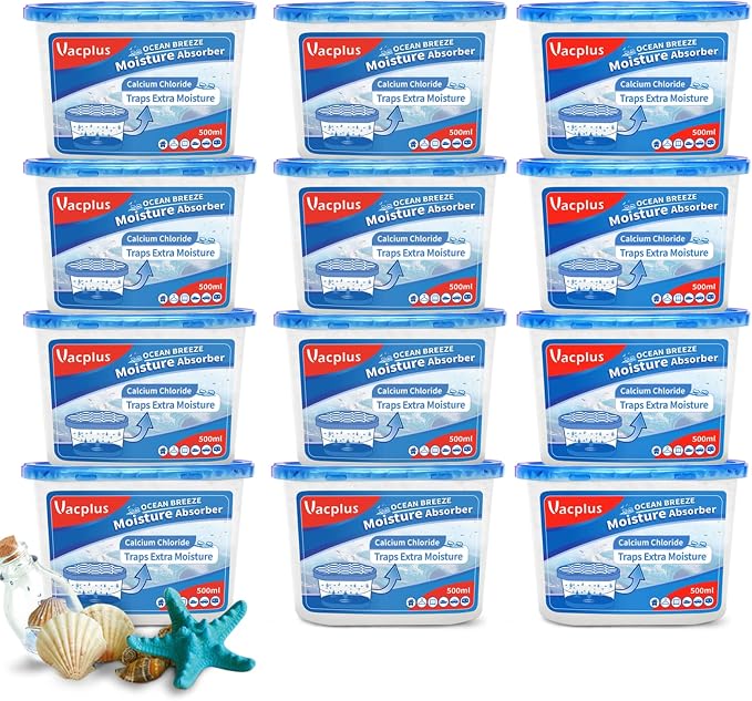 Vacplus Moisture Absorbers 12 Pack, 10.5 Oz, Humidity Absorber Boxes Attracts by Vacplus