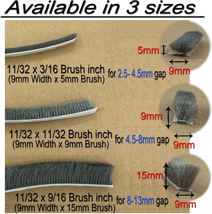 Adhesive Pile Weather Stripping, Weatherstrip Fuzzy Door Brush Strip - Image 6