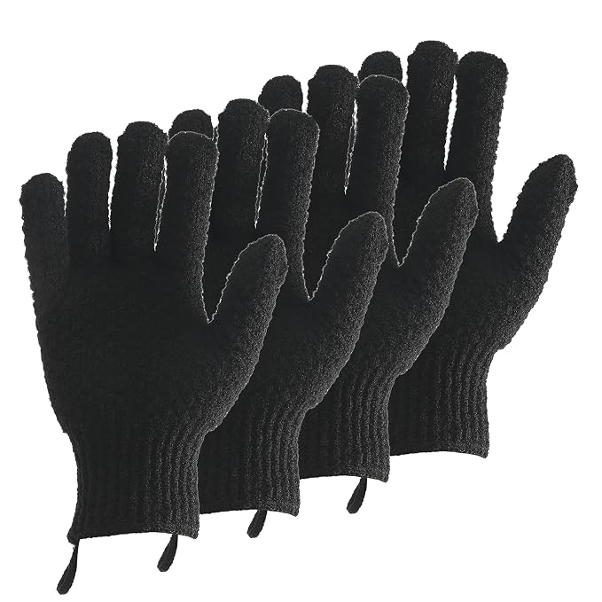 2 Pairs Bath Exfoliating Gloves by cleedy