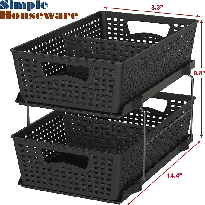 Simple Houseware 2 Tier Bathroom Organizer Tray Pull-Out Sliding - Image 2