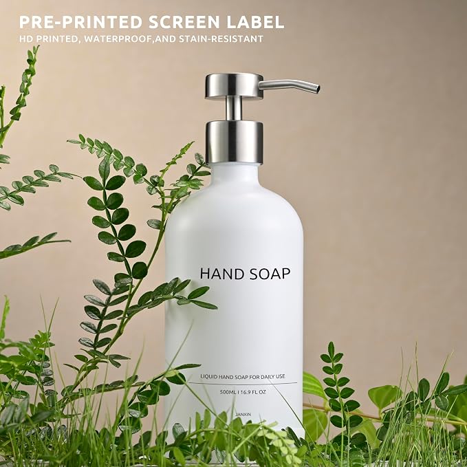 Glass Soap Dispenser Set by Janxin, Bathroom Soap Dispenser Set - Image 3
