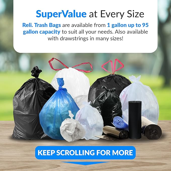 Reli. Premium 50 Gallon Trash Bags | 200 Count | Made in USA | Heavy Duty | - Image 7