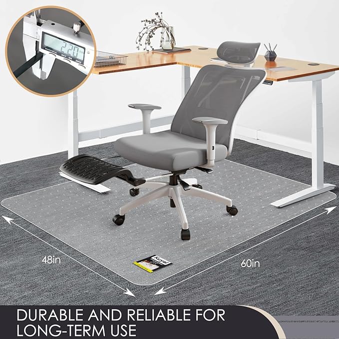 Kuyal Office Chair Mat for Carpet, 2 Pack 48x 60 Clear Heavy Duty Computer - Image 2