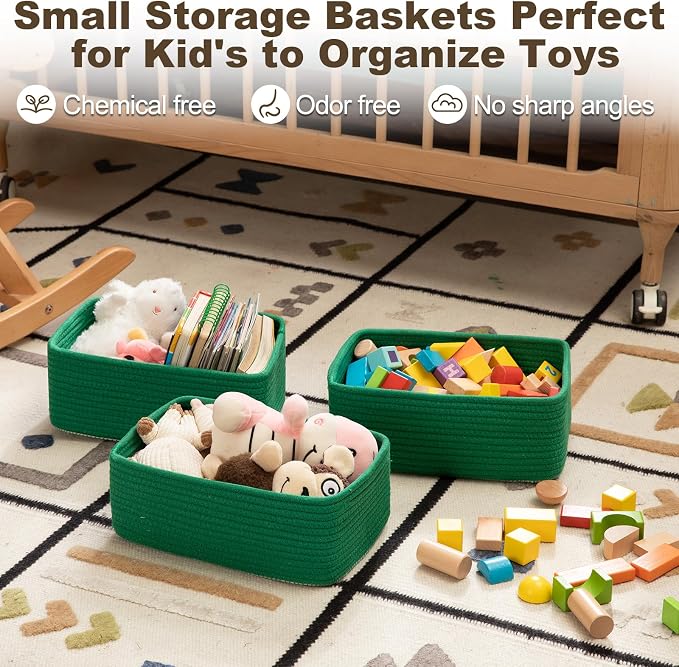 3 Pack Small Storage Baskets for Organizing, Cute Woven Decorative Gift Baskets - Image 3