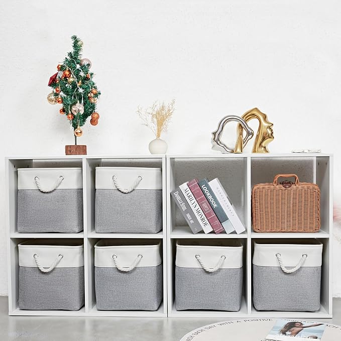 12 x 12 Inch Cube Storage Bins, 6 Pack Large Collapsible Fabric Storage Bin
