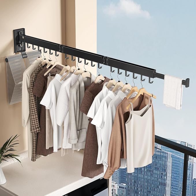 Wall Mounted Collapsible Clothes Drying Rack, Space-Saving Laundry Drying Rack - Image 4