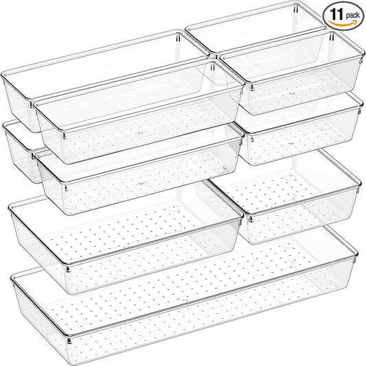 Criusia 11 PCS Clear Plastic Drawer Organizer Set by Criusia