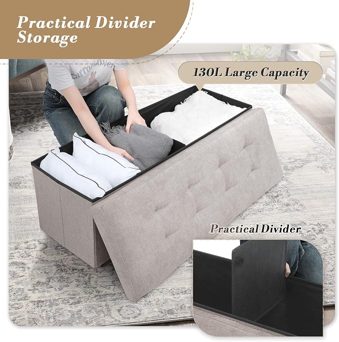 Athena Collection 43" Storage Ottoman Bench Folding Bench - Image 6