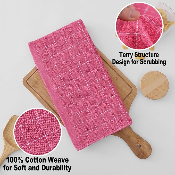 Homaxy 100% Cotton Terry Kitchen Dish Cloths, Ultra Soft and Absorbent Dish - Image 2