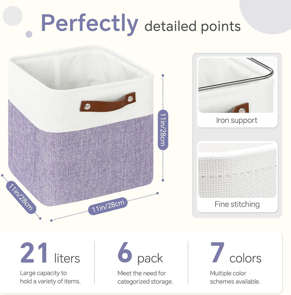 FinishingBo 11 inch Cube Storage Bin 6 Pack, Cube Organizer Bins
