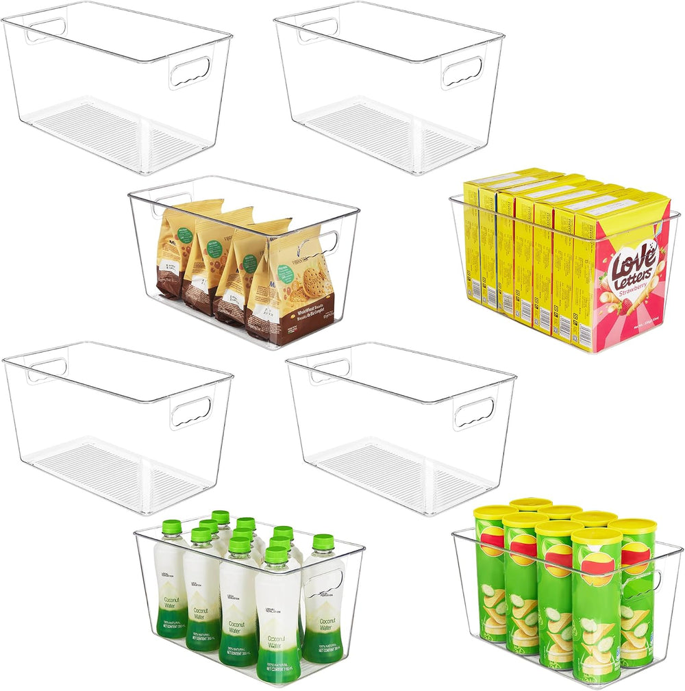 YIHONG Clear Plastic Storage Bins, 8 Pack Pantry Organizer Bins