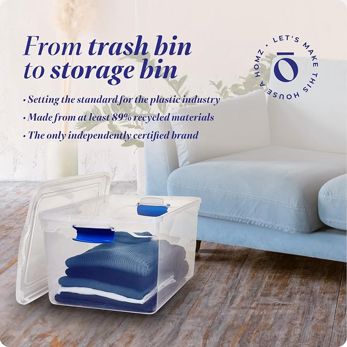 HOMZ 2-Pack Latching Lid, Large Clear Plastic Storage Bins - Image 7