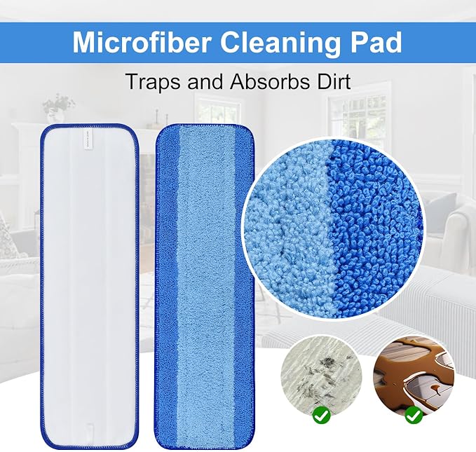 4 Pack Microfiber Cleaning Pad for Bona Mop Safe for Hardwood & Hard Surface - Image 2