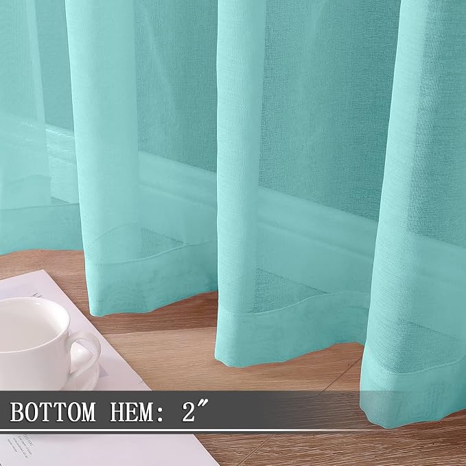 Tollpiz Sheer Curtains Linen Textured Living Room Curtain Sheers Light - Image 4
