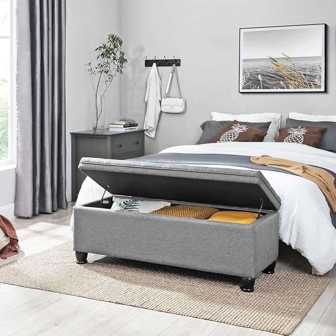 SONGMICS Storage Ottoman, Storage Bench, Tufted Entryway Bedroom Bench - Image 2