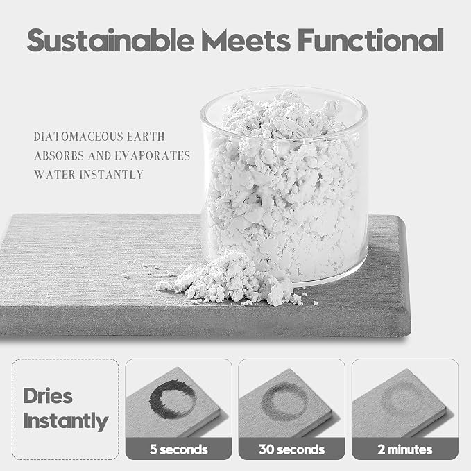 4PCS Bathroom Sink Vanity Trays, Diatomaceous Earth Quick Stone Drying Mat - Image 4