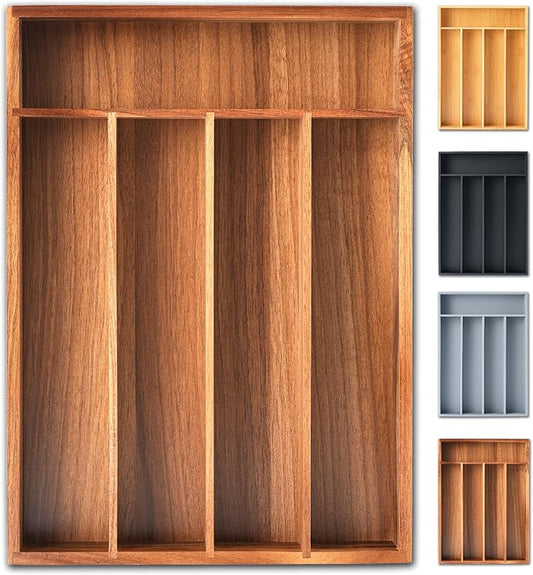Silverware Organizer, 10 Inch Utensil Organizer Kitchen Drawer Organizer Acacia by Sunbreath