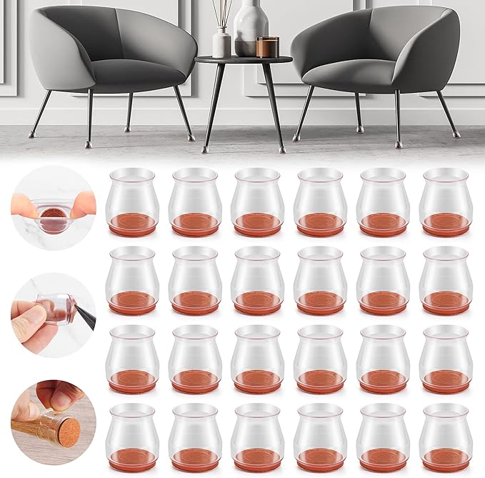 24PCS Upgraded Silicone Chair Leg Floor Protectors by Violibar