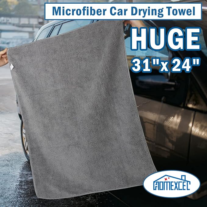 HOMEXCEL Professional Large Microfiber Car Drying Towels 2 Pack, Lint Free - Image 3