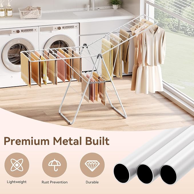 APEXCHASER Clothes Drying Rack, Foldable Drying Rack Clothing, Sturdy Metal