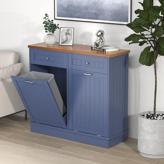 Betterhood Tilt Out Trash Cabinet 10 Gallon Wooden Free Standing Laundry Sorter by Betterhood