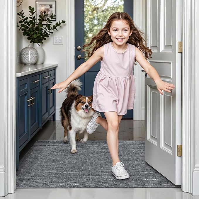 LUMI Ultra Thin Door Mat for Entryway, Low Profile Non Slip Rubber Backing - Image 2