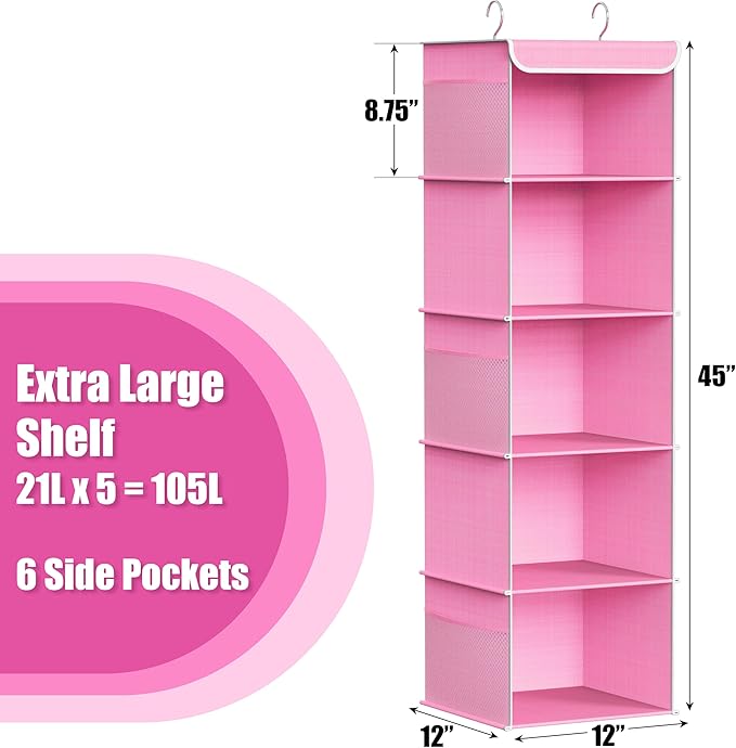 Simple Houseware 5 Shelf Hanging Closet Organizer - Image 3